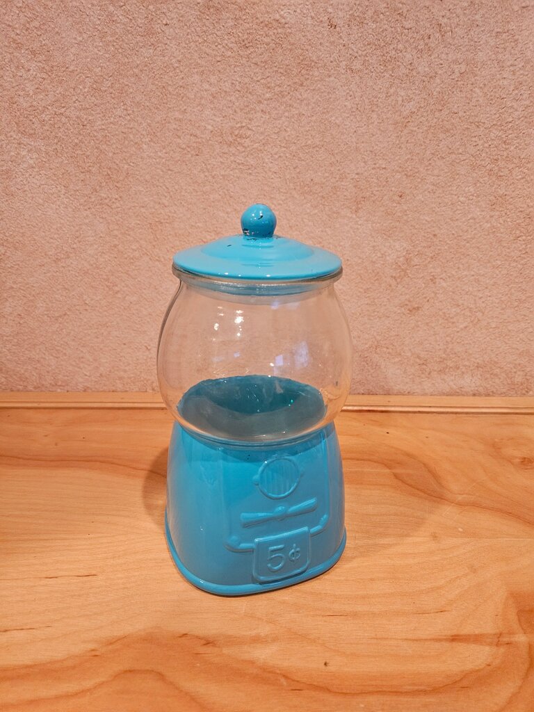 Assorted 8" Glass Gumball Machine Jar/cloche With Lid Candy Holder Cookie Jar Red Teal Mint Clear White Gray Choice of Color Kitchen Home Decor