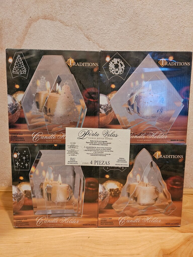 NEW Traditions Glass Candle Holders Set of 4