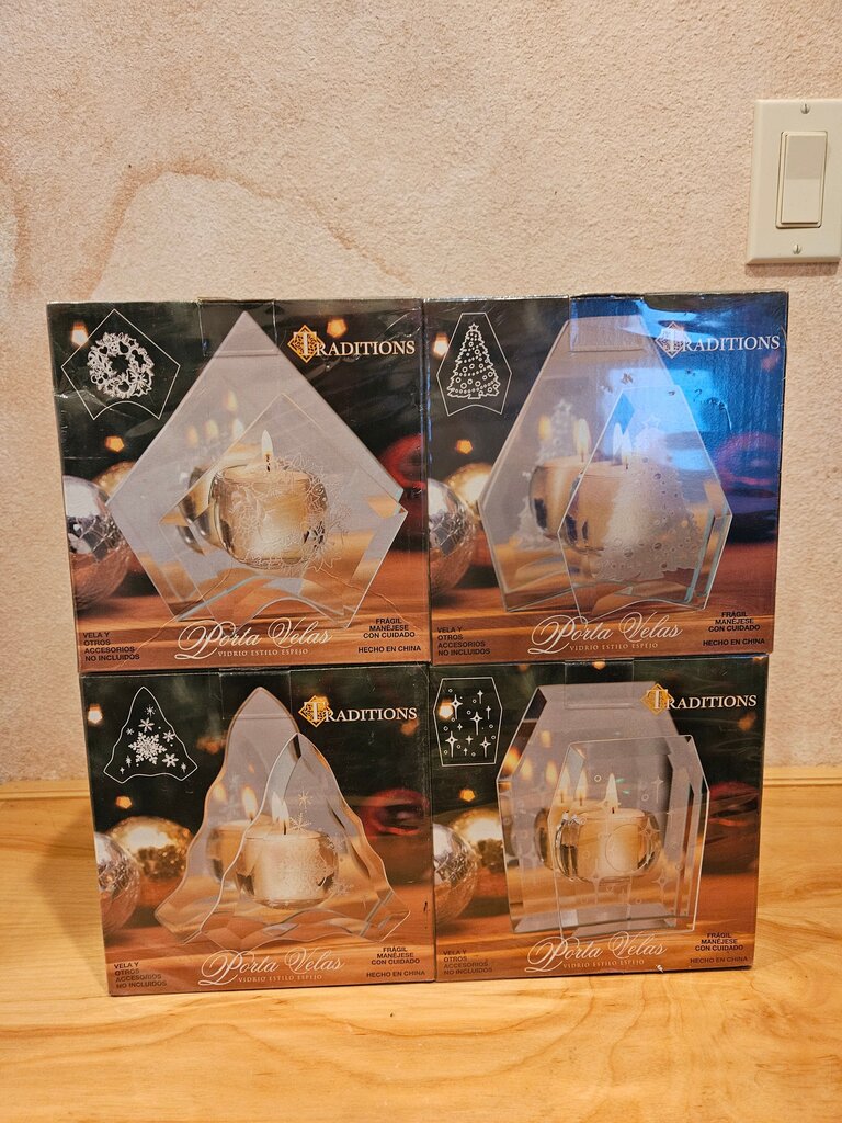NEW Traditions Glass Candle Holders Set of 4