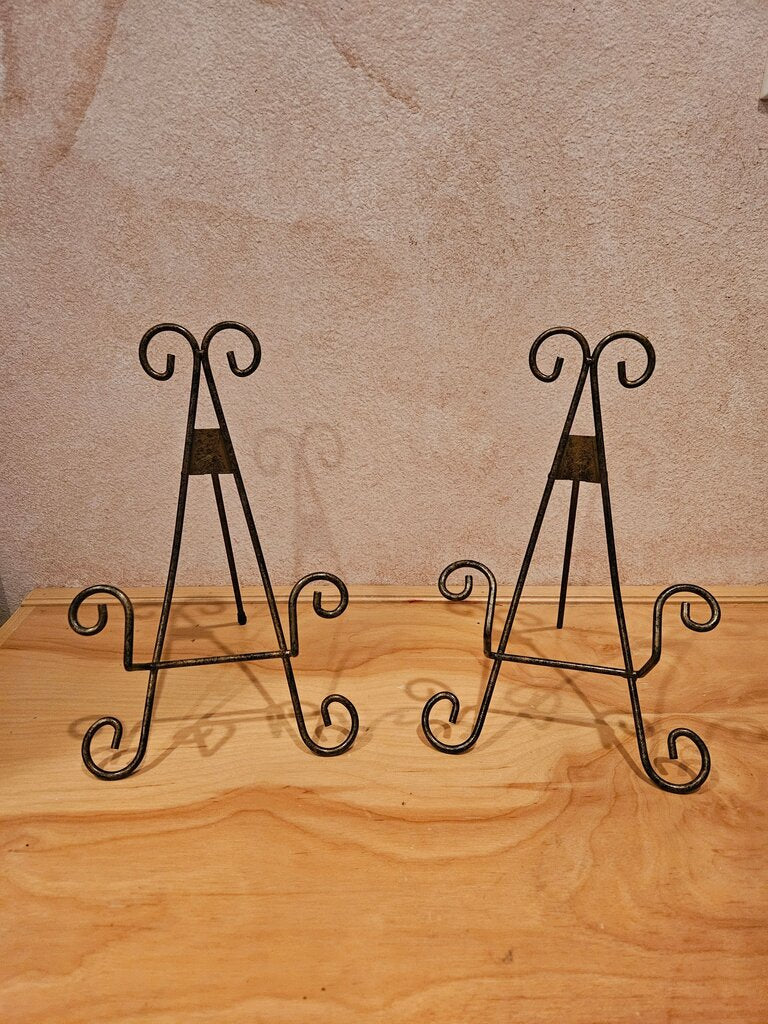 Vintage Large Folding Wire Metal Plate Picture Book Art Holder Stand Shelf