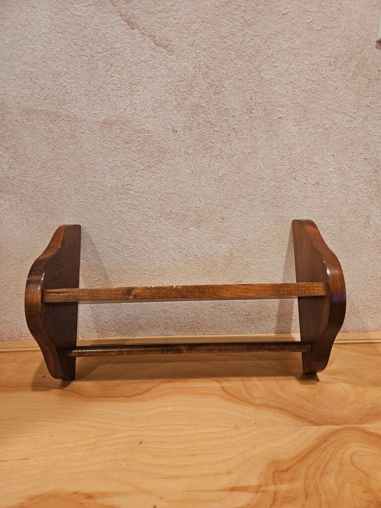Vintage Wood Single Towel Bar Rack Wall Distressed Look Bathroom Kitchen