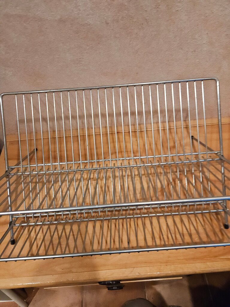 Vintage Metal Dish Dryer Rack Strainer Collapsible Folding Retro 2 Tier