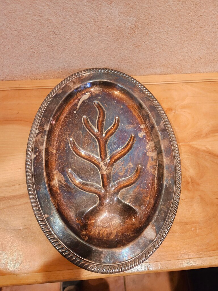 Vintage Kent Silversmiths Silver Plated Mid-Century Modern Footed Oval Serving Tray