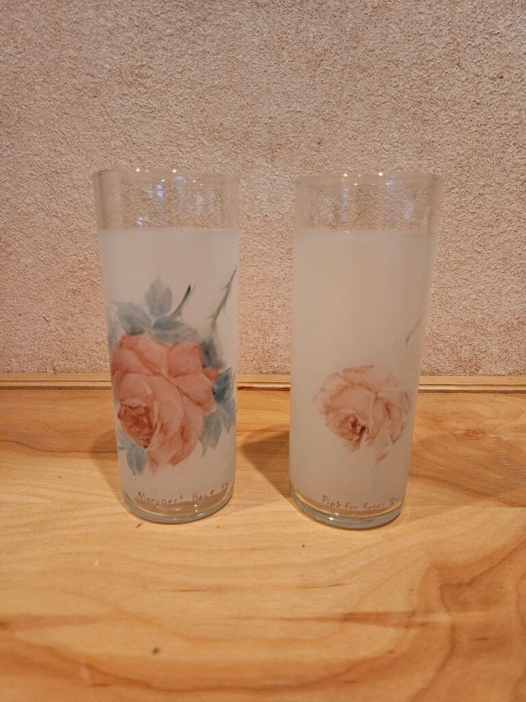 Vintage Floral Glass Tumblers Set
