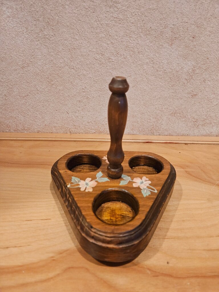 Vintage Solid Wood Condiment Caddy 3 Condiment holder/candle tealight holder