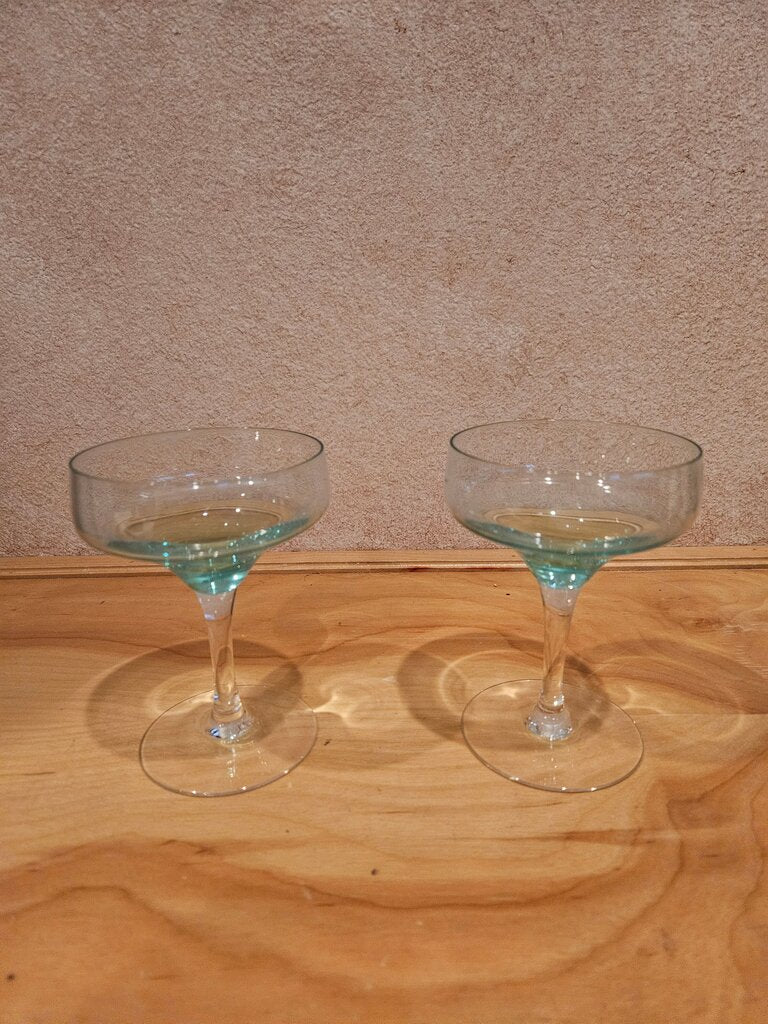 Vintage Sasaki Harmony Aqua Set of 2 Champagne/Tall Sherbet Glasses