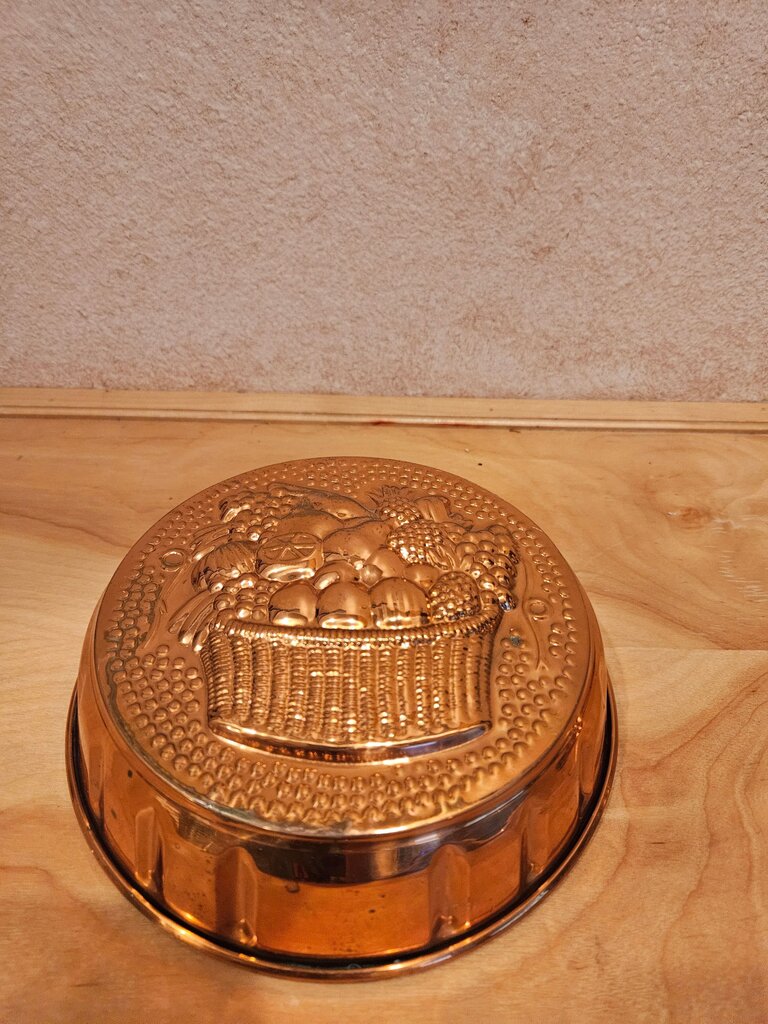 Vintage Copper Fruit Motif Basket Mold