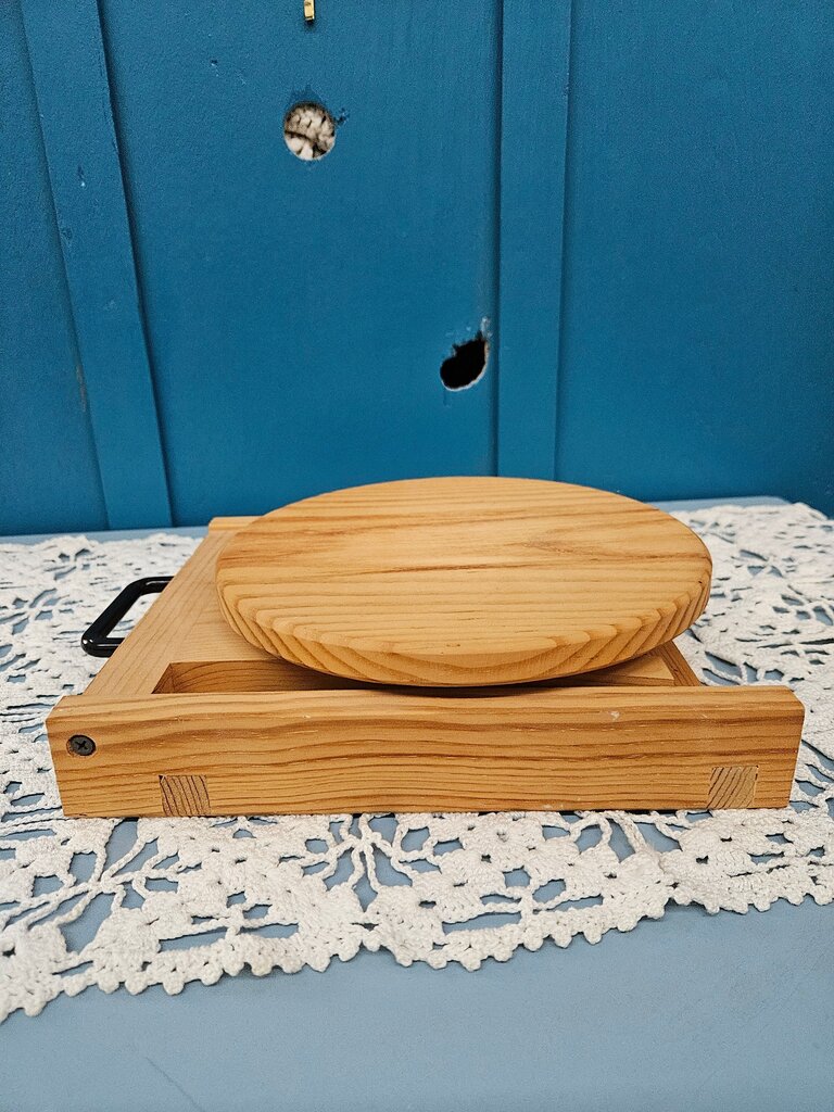Wooden Serving Tray with Round Lid
