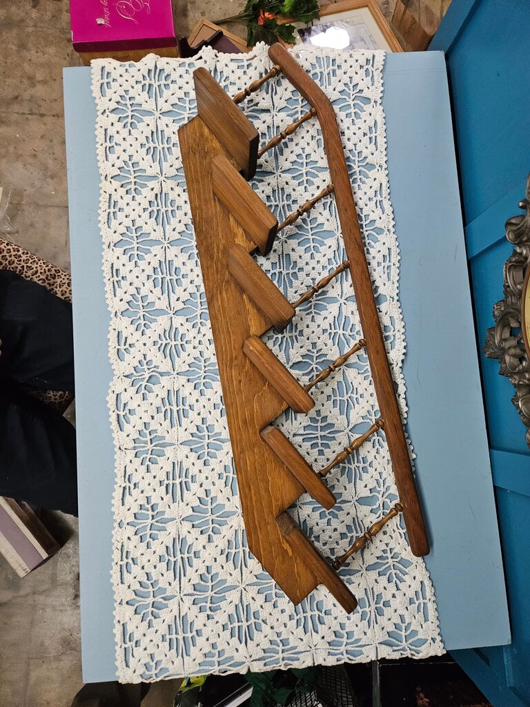Vintage Mid-Century Wood WALL SHELF Display Knick Knack, Vintage Wooden Step Shelf Staircase Shelf Knick Knack Whatnot Tchotchke Shelf