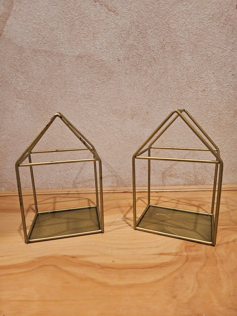 Pair of Open Gold Geometric House Decor Set Candle holder/table design