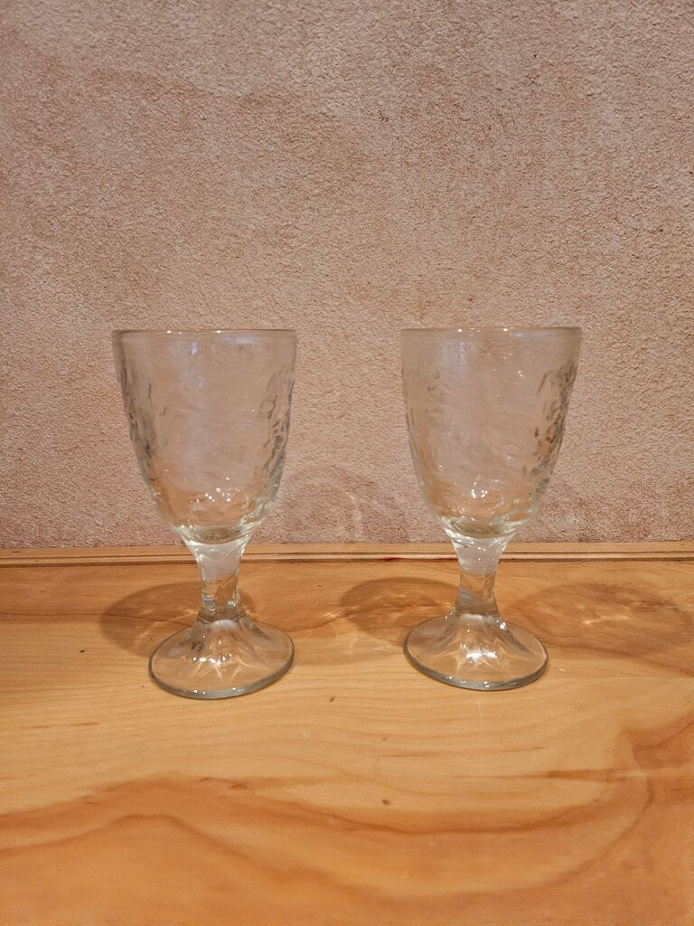 PRINCESS HOUSE FANTASIA POINSETTIA Glasses CLEAR STEMMED ICED TEA GOBLETS - SET OF 2