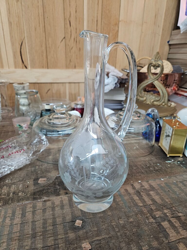 Etched Glass Pitcher