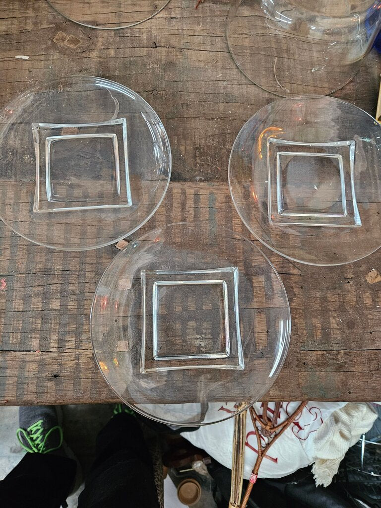 Vintage Cambridge Square Base Glass Round Plates