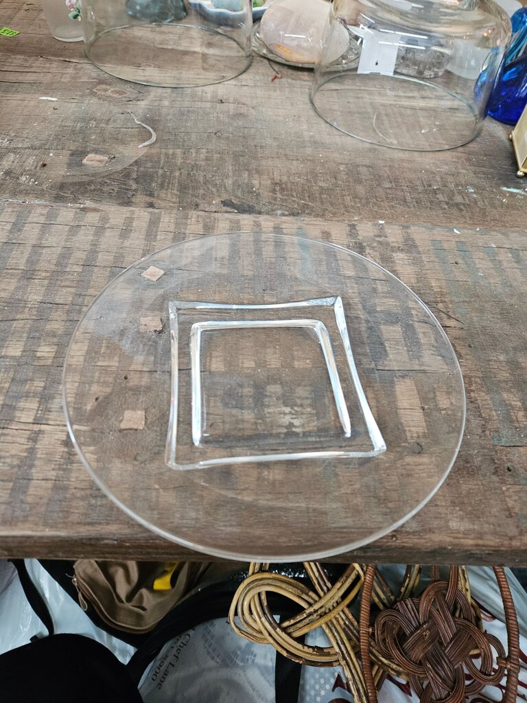 Vintage Cambridge Square Base Glass Round Plates