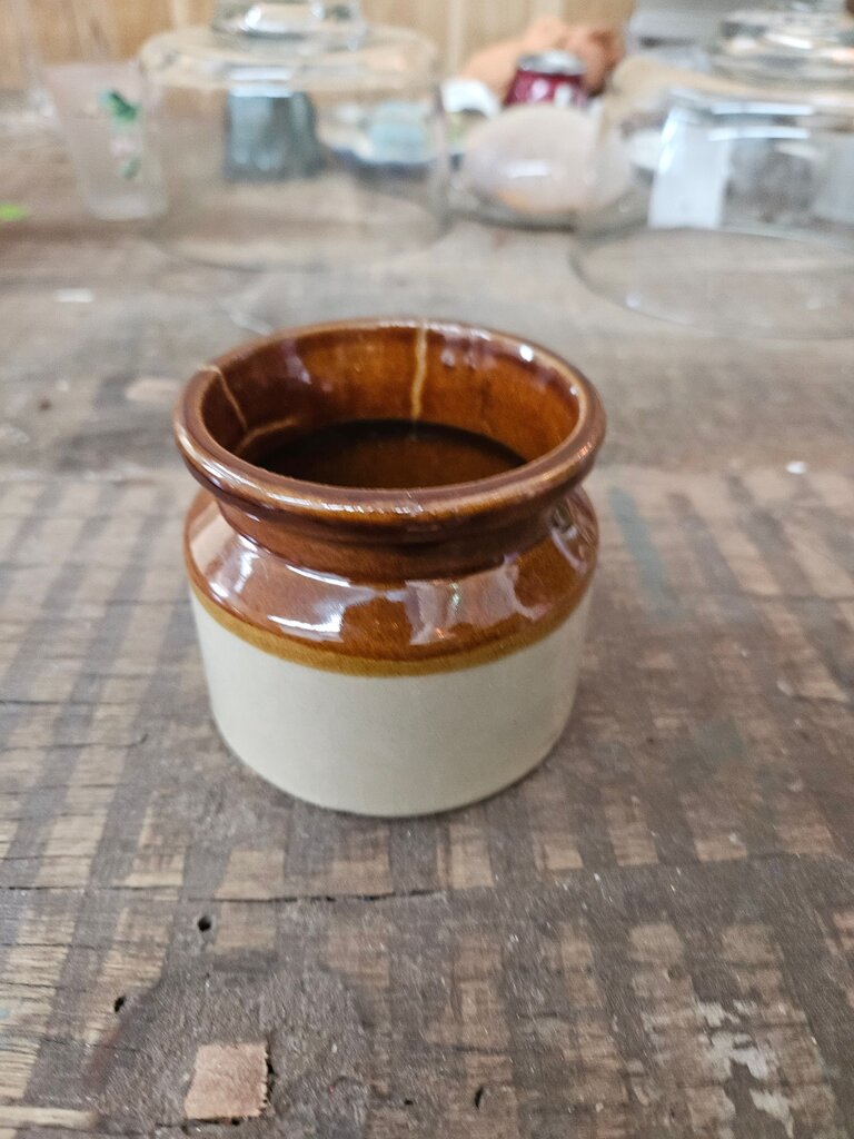 Vintage Brown Glazed Pottery Jar