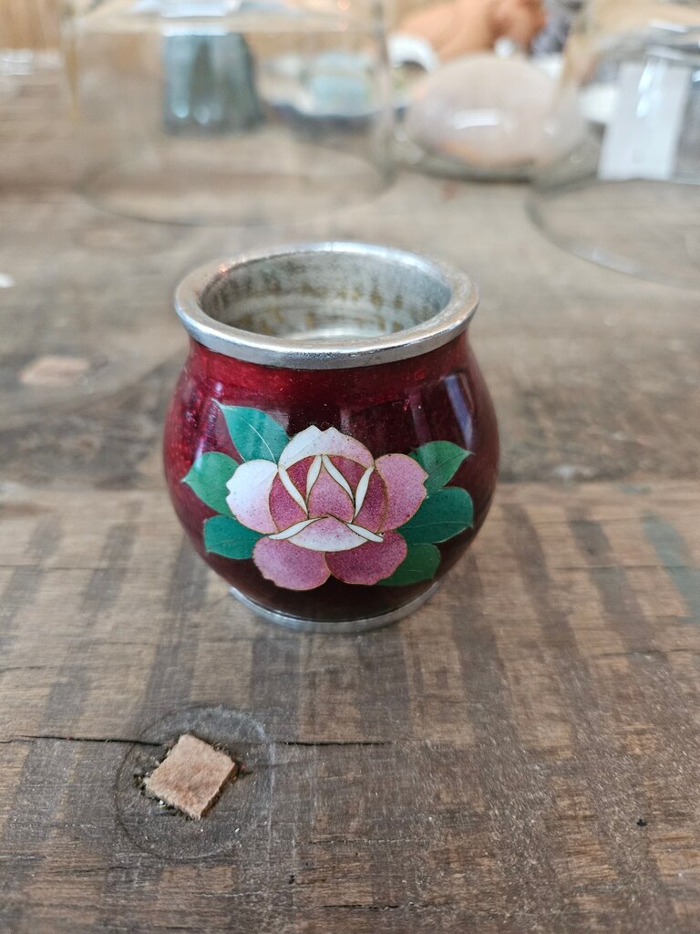 Decorative Red Candle Holder with Floral Design
