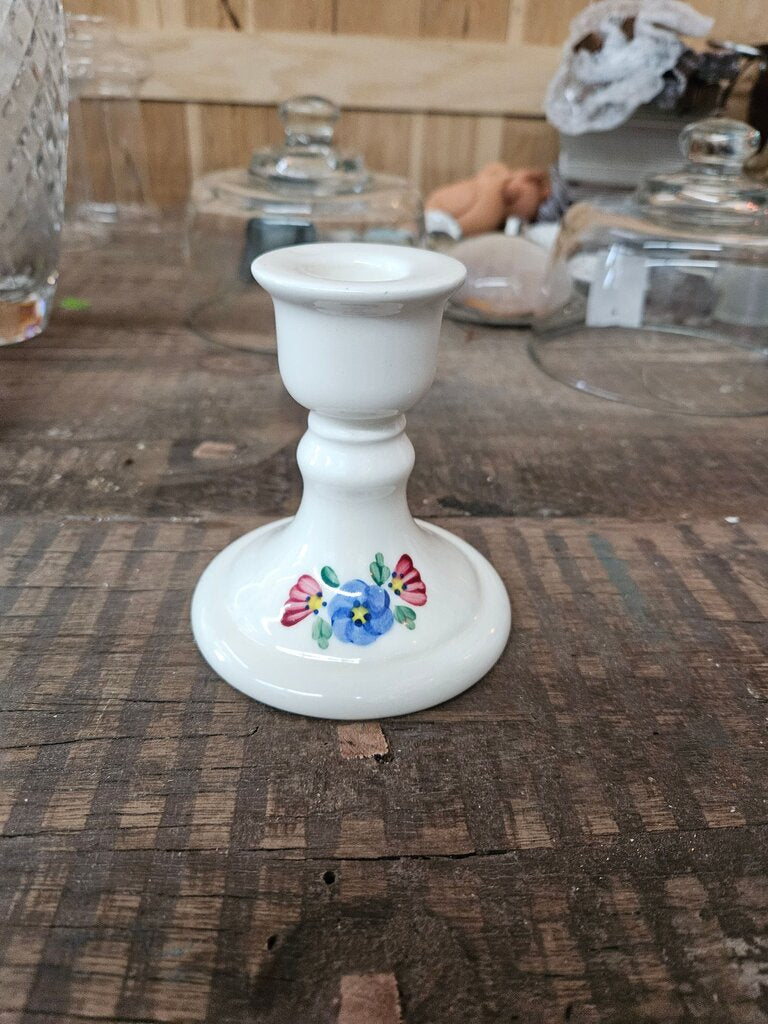 Vintage Lasting Products Inc Candle Holder Floral Hand Painted Tapered Flowers USA