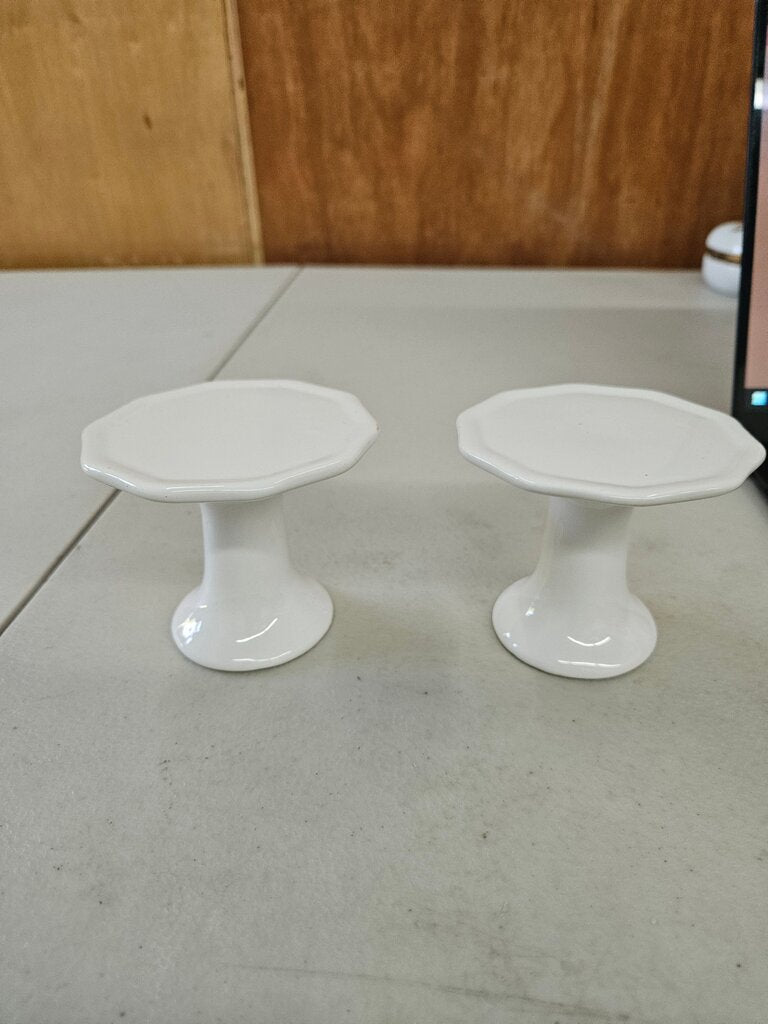 CUP CAKE STAND / pedestal White Porcelain riser use with cloche etc