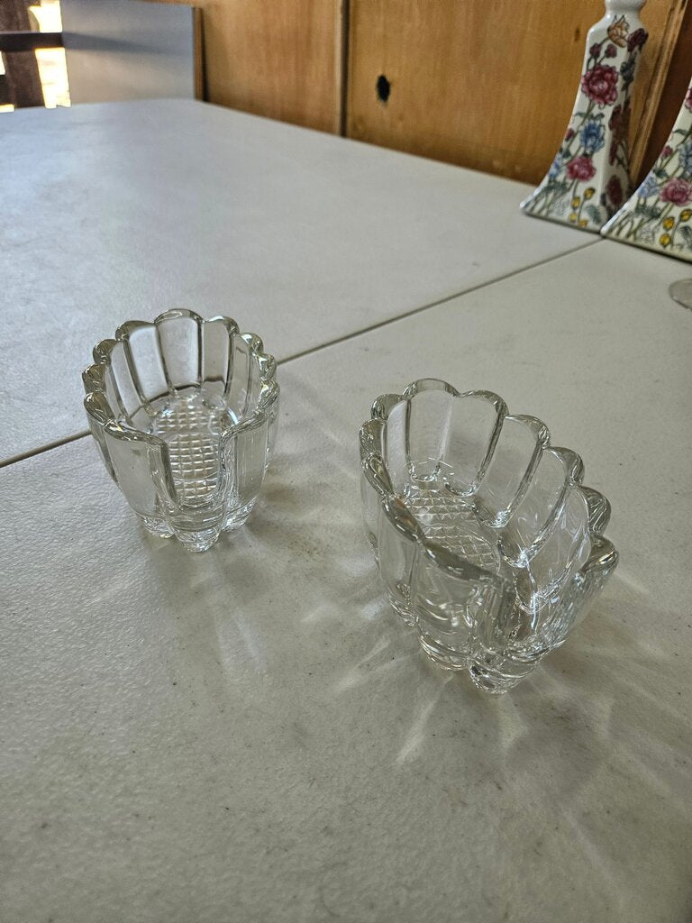 Princess House 438 Vintage Spoon Holder with Slot Ribbed Thick Clear Glass