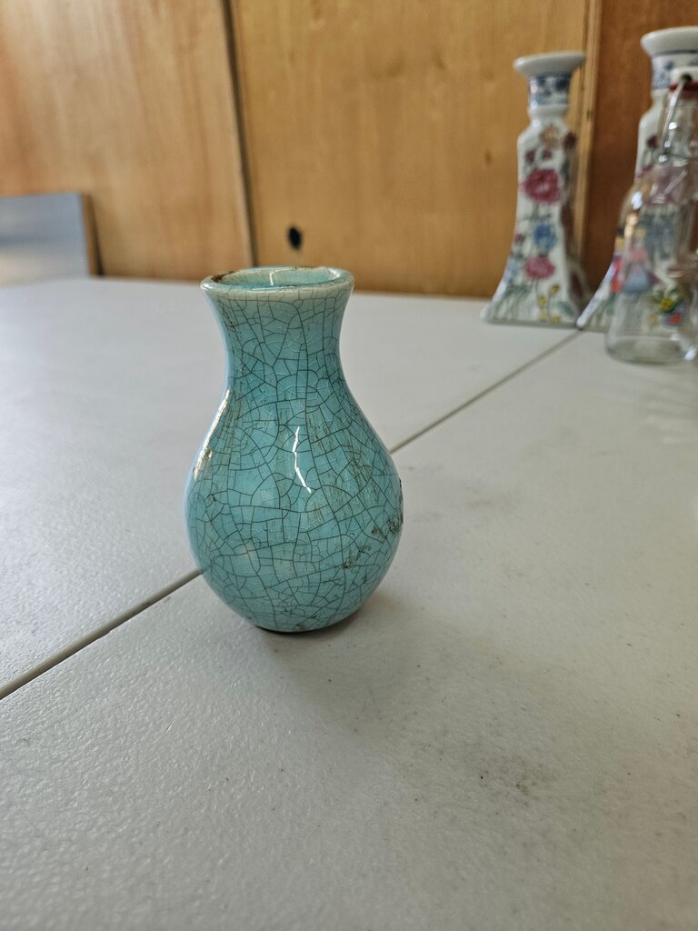 Small Crackled Blue Vase