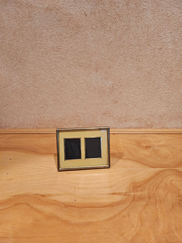 Vintage Small Double Mat Brass Metal Picture Frame