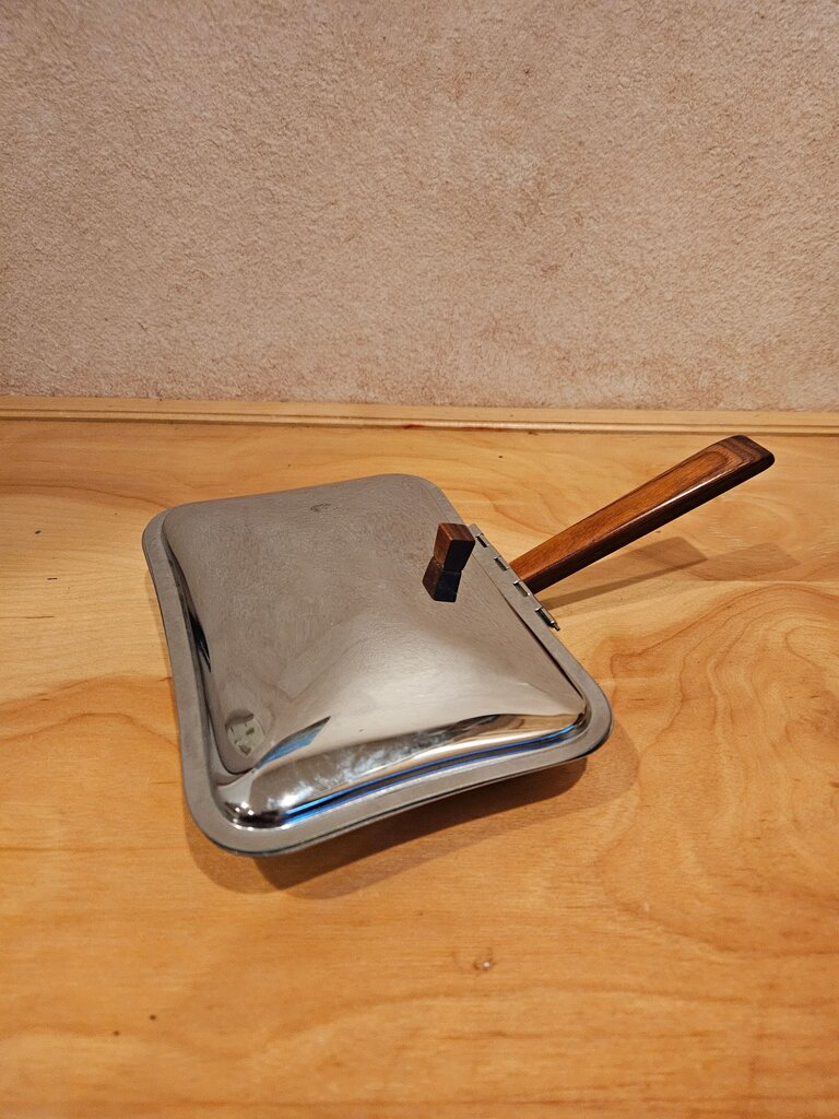 Vintage Silent Butler Crumb Catcher Ashtray Silver Chrome Mid-Century Modern