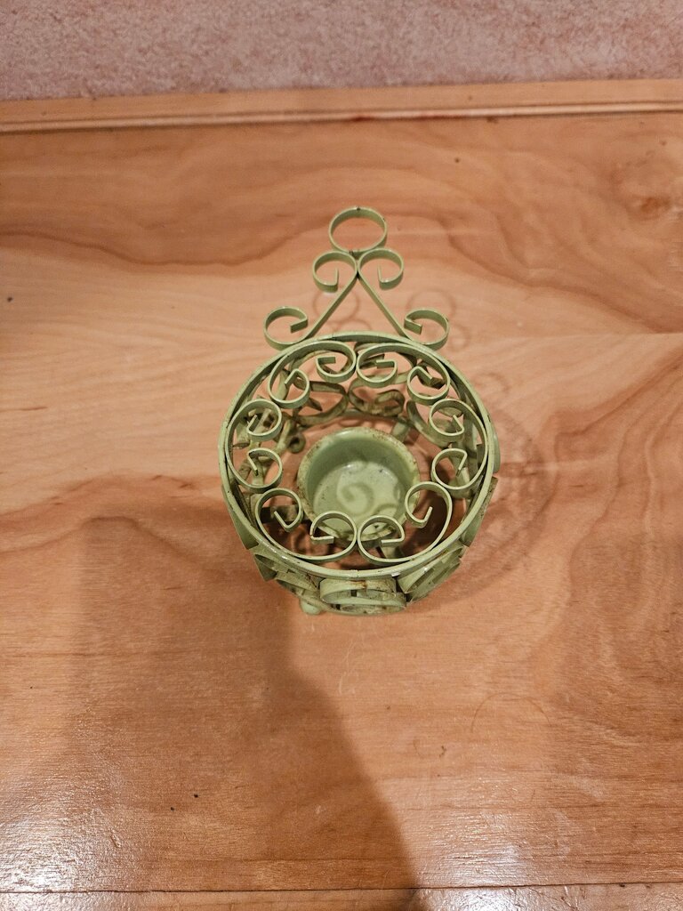 Vintage Green Metal Candle Holder