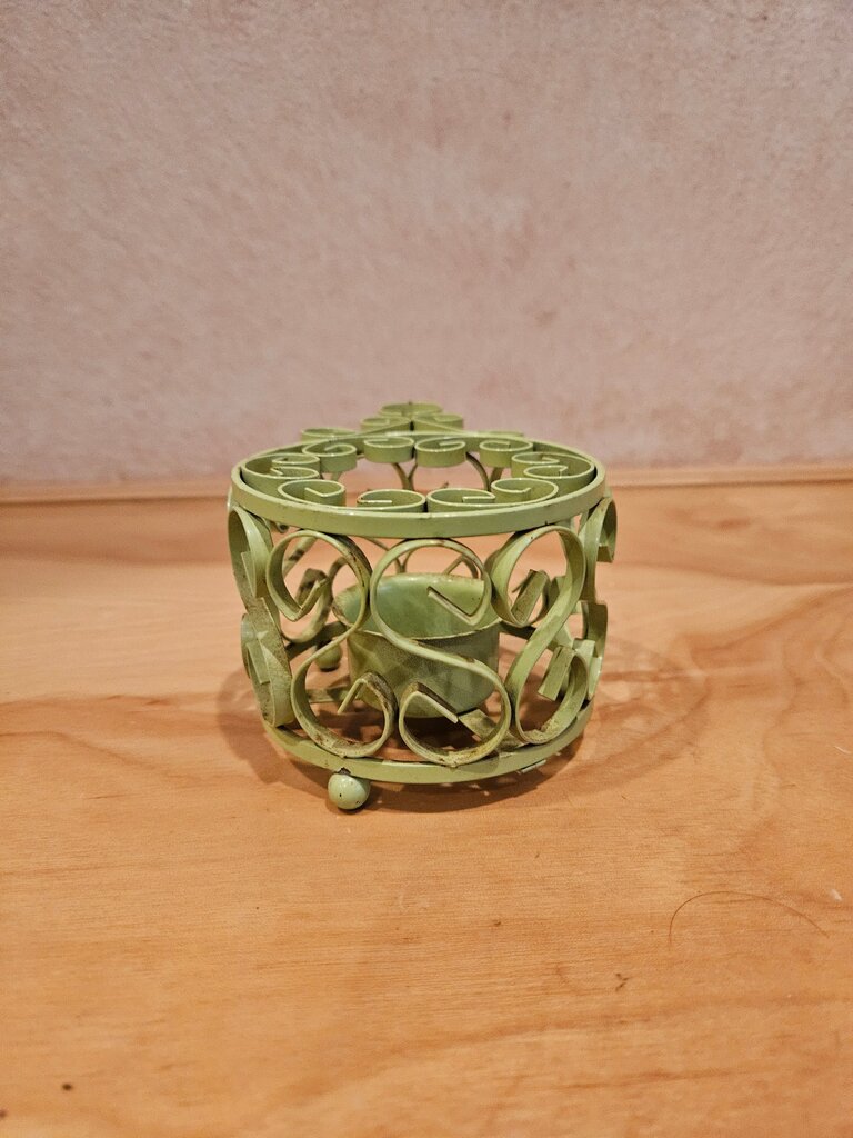 Vintage Green Metal Candle Holder