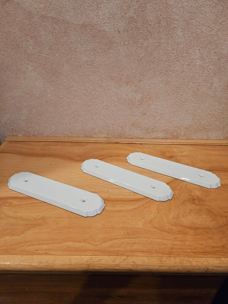 Antique white ceramic door finger plates, push plates, Late Victorian to 1920s, salvaged period door fixtures, reclaimed, neutral decor