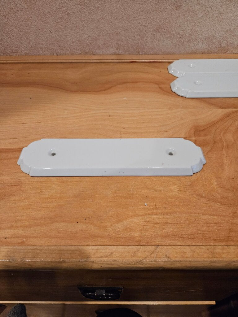 Antique white ceramic door finger plates, push plates, Late Victorian to 1920s, salvaged period door fixtures, reclaimed, neutral decor