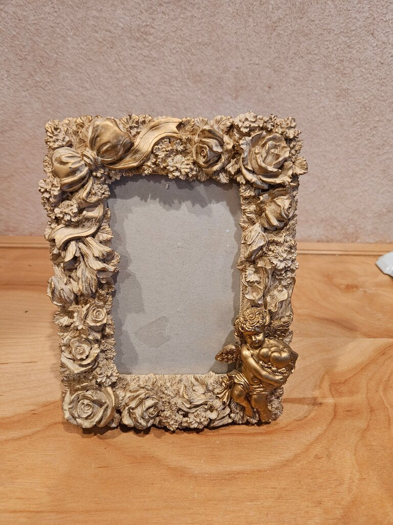 Vintage Ornate Picture Frame with roses and cherub