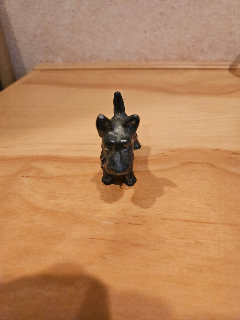 Vintage Cast Iron Black Standing Scottie Dog miniature figurine