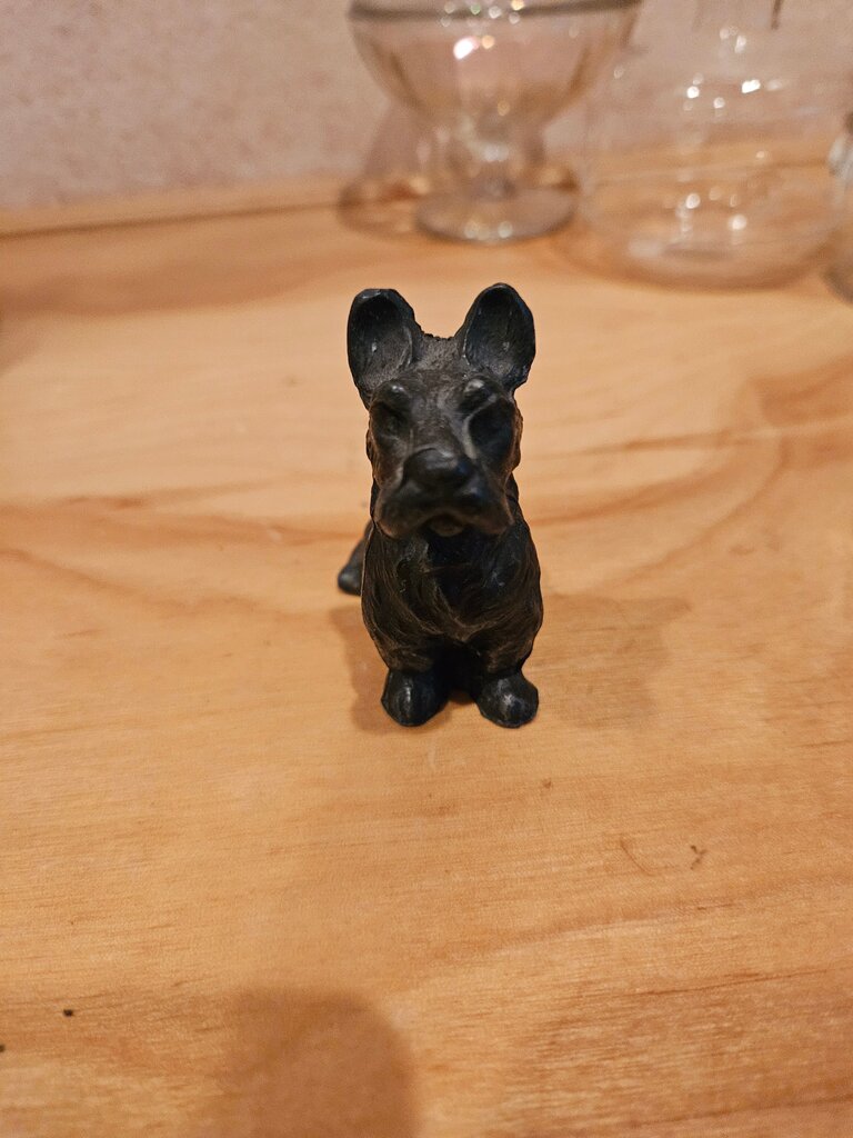 Vintage Cast Iron Black Scottie Dog miniature figurine
