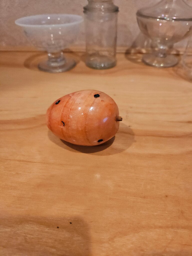 Vintage Alabaster Hand Carved Stone Fruit Realistic Prickly Pear Cactus MCM