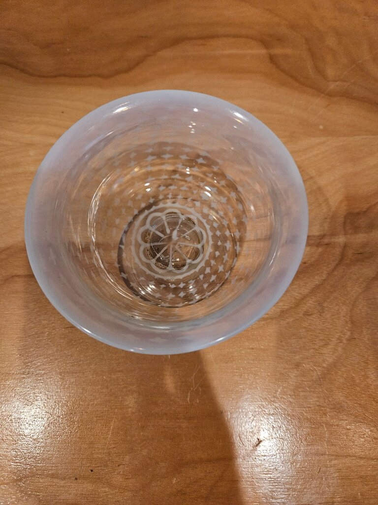 Vintage Frosted Glass Footed Bowl Hand Blown
