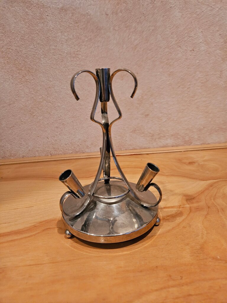 Vintage Epergne Silverplate Floral Vase Base - Vintage Floral Centerpiece Structure - Art Nouveau English Silverplate