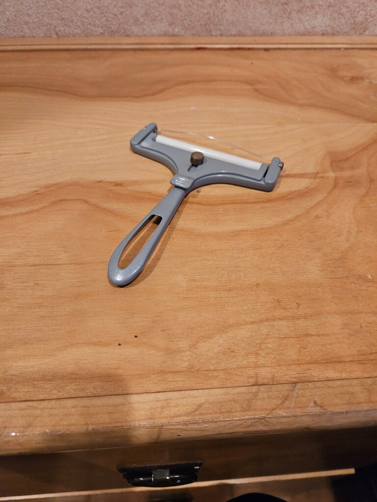 Vintage Wire Cheese Slicer Adjustable Aluminum, 3.5" wide White Roller
