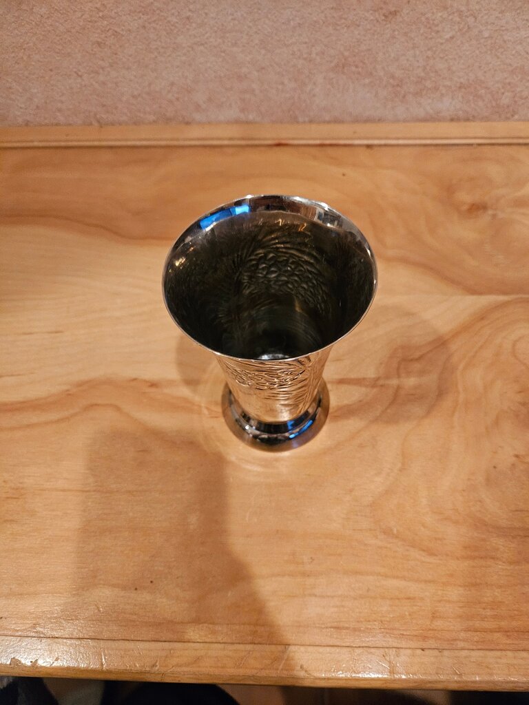 Vintage Hallmark Flowers Vase Made In India, Small Metal Vase, Pine Cone Design Hallmark Vase