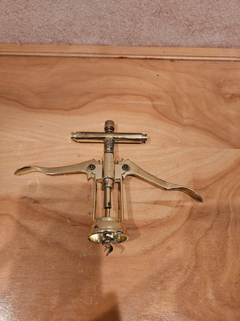 Brass Corkscrew, Vintage Brass Barware wine bottle opener