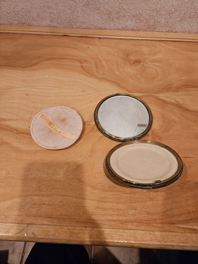 Vintage Compact Mirror with Puff