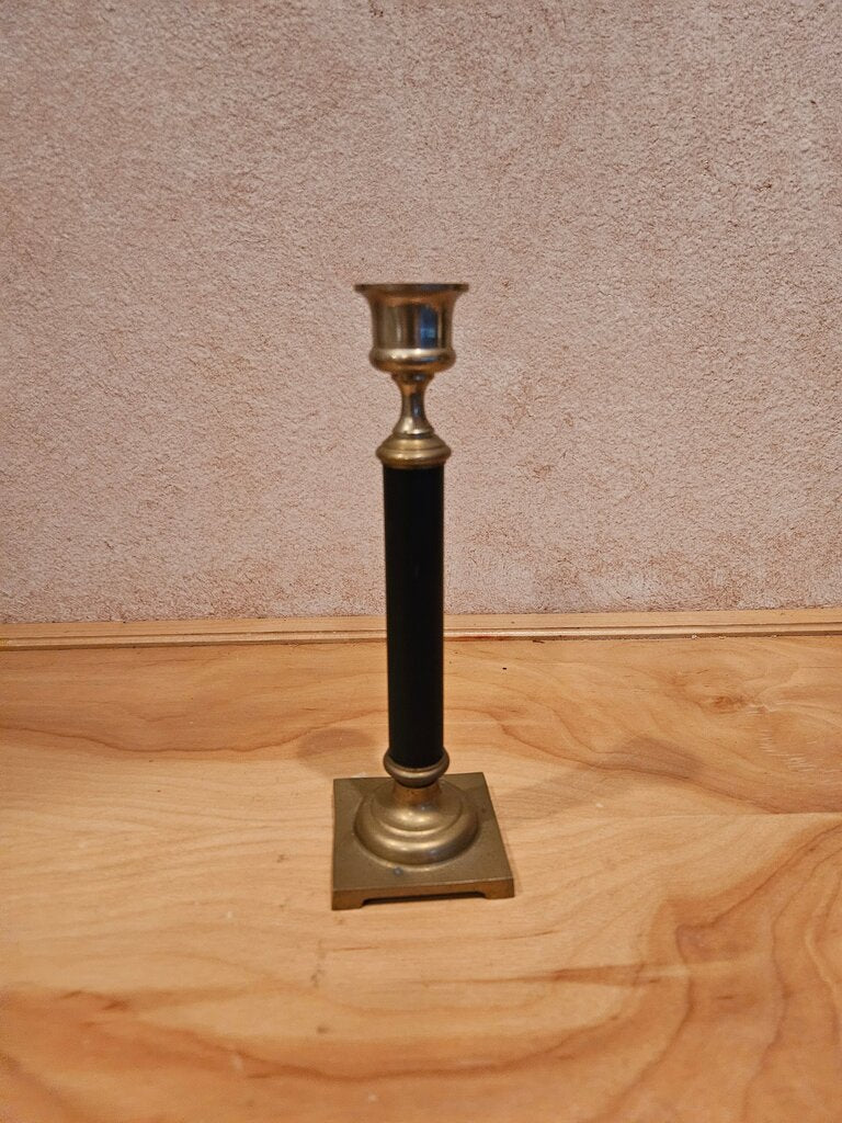 Vintage Brass and Black Candlestick Holder