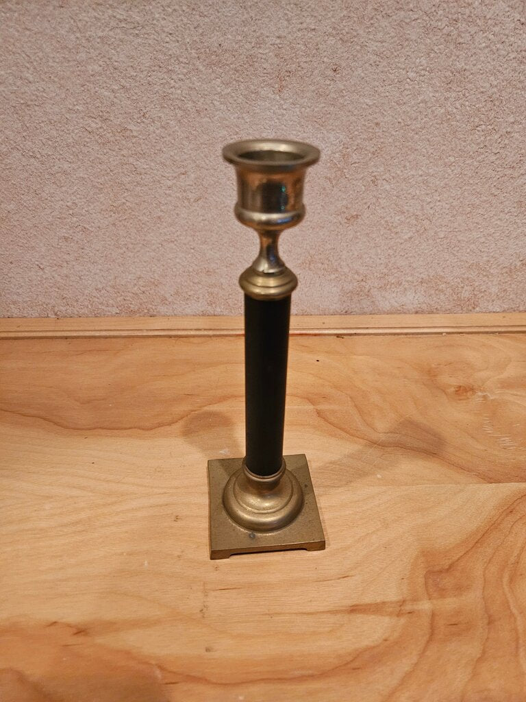 Vintage Brass and Black Candlestick Holder