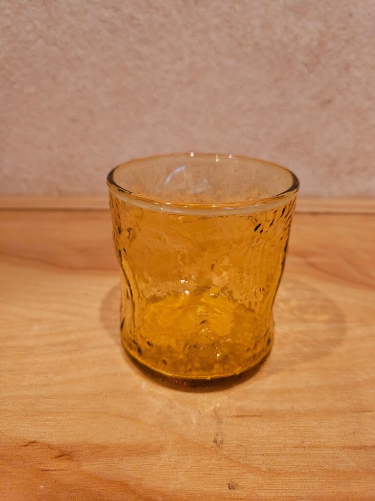 Vintage 1970s MCM Dimple Amber Glass Tumbler
