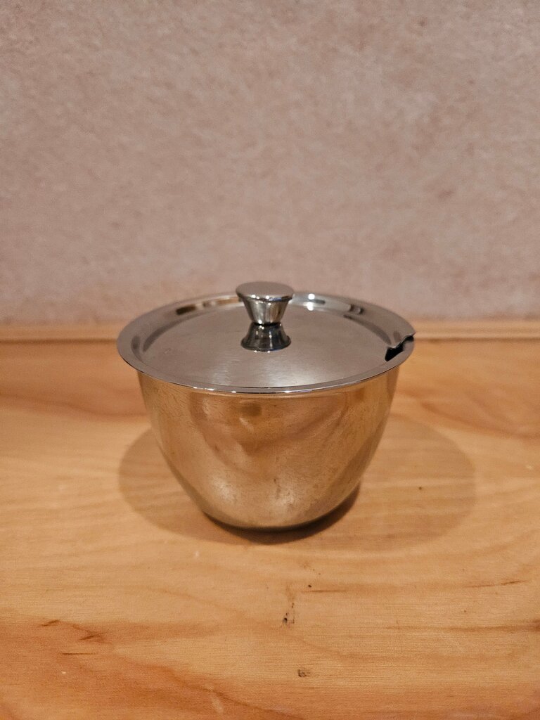 Vintage Stainless Steel Mustard Bowl with Lid