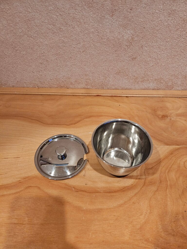 Vintage Stainless Steel Mustard Bowl with Lid