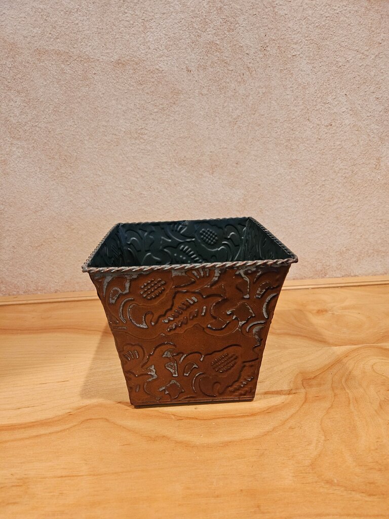 Decorative Embossed Metal Planter Pot