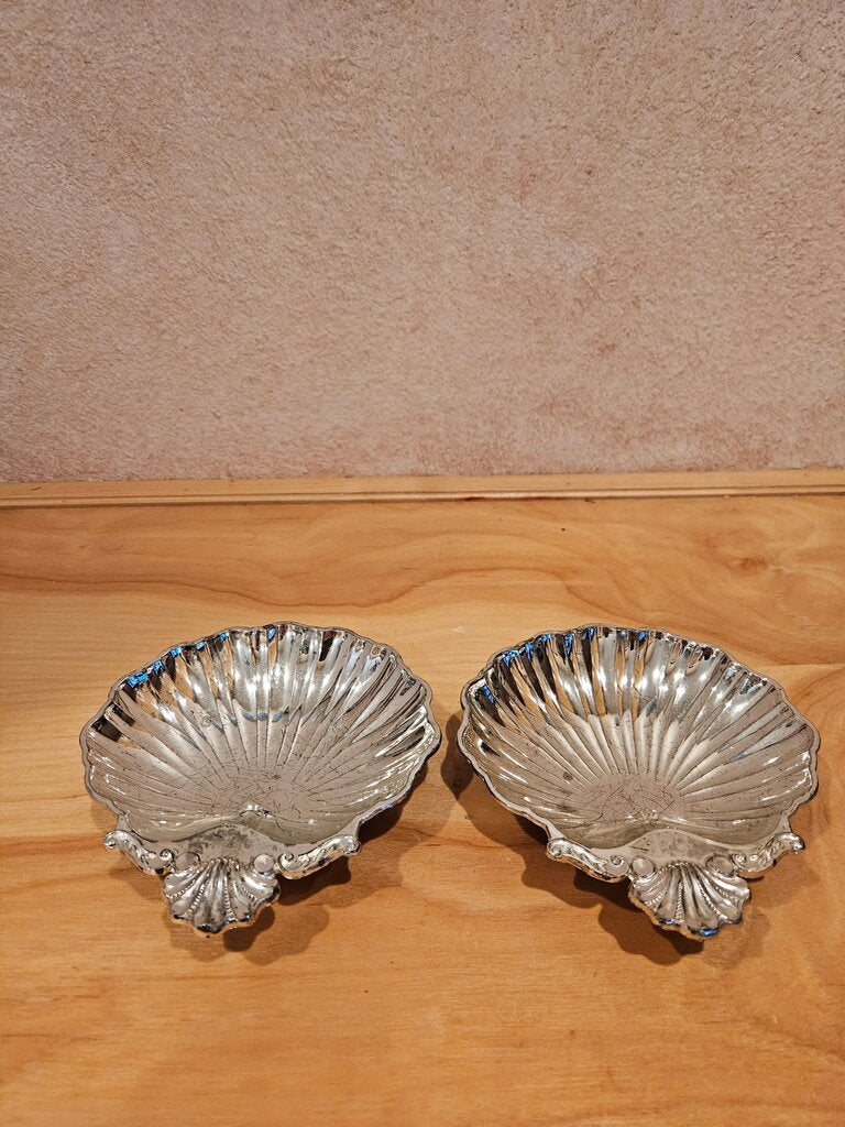 Pair of Vintage F.B. Rogers Silver Plate Twin Shell Bonbon Candy Dish