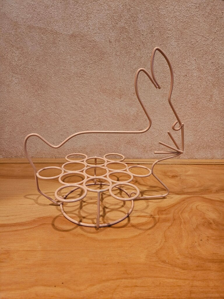Vintage Pink Bunny Wire Egg Drying Rack Egg Painting Display Kids Easter Drying Rack Egg Painting Rack Egg Rack Egg Collection