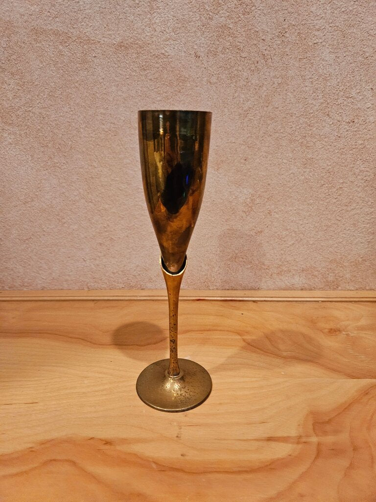 VINTAGE 1960's BRASS AND SILVER PLATED CHAMPAGNE FLUTES