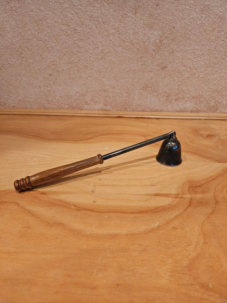 Vintage Metal Brass Candle Snuffer with Wood Handle